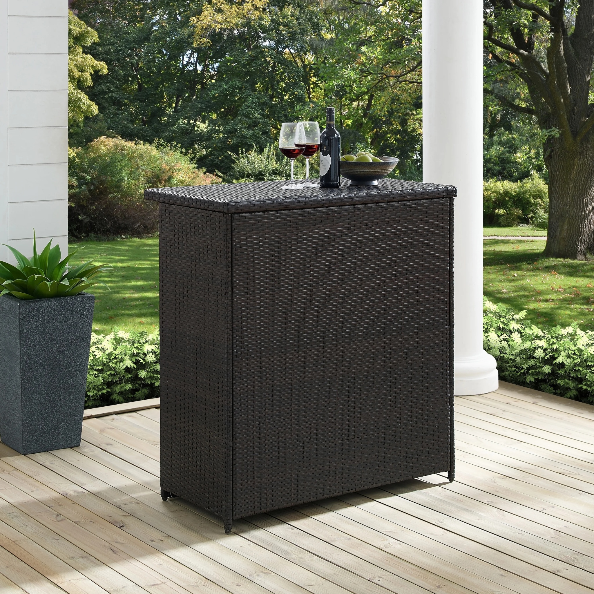 Crosley Palm Harbor Wicker / Rattan Patio Bar in Brown - Image 5
