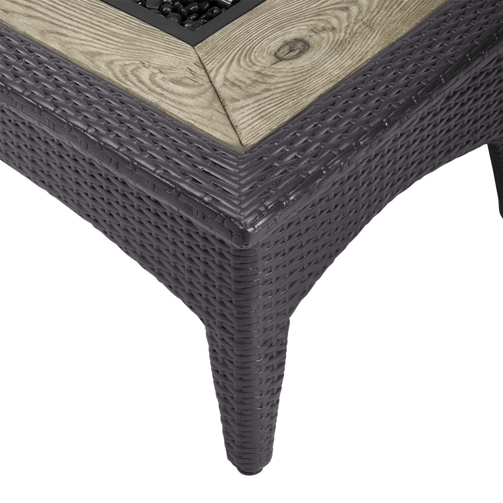 Modway Splendor 43.5" Rectangle Outdoor Patio Fire Pit Table in Espresso - Image 7