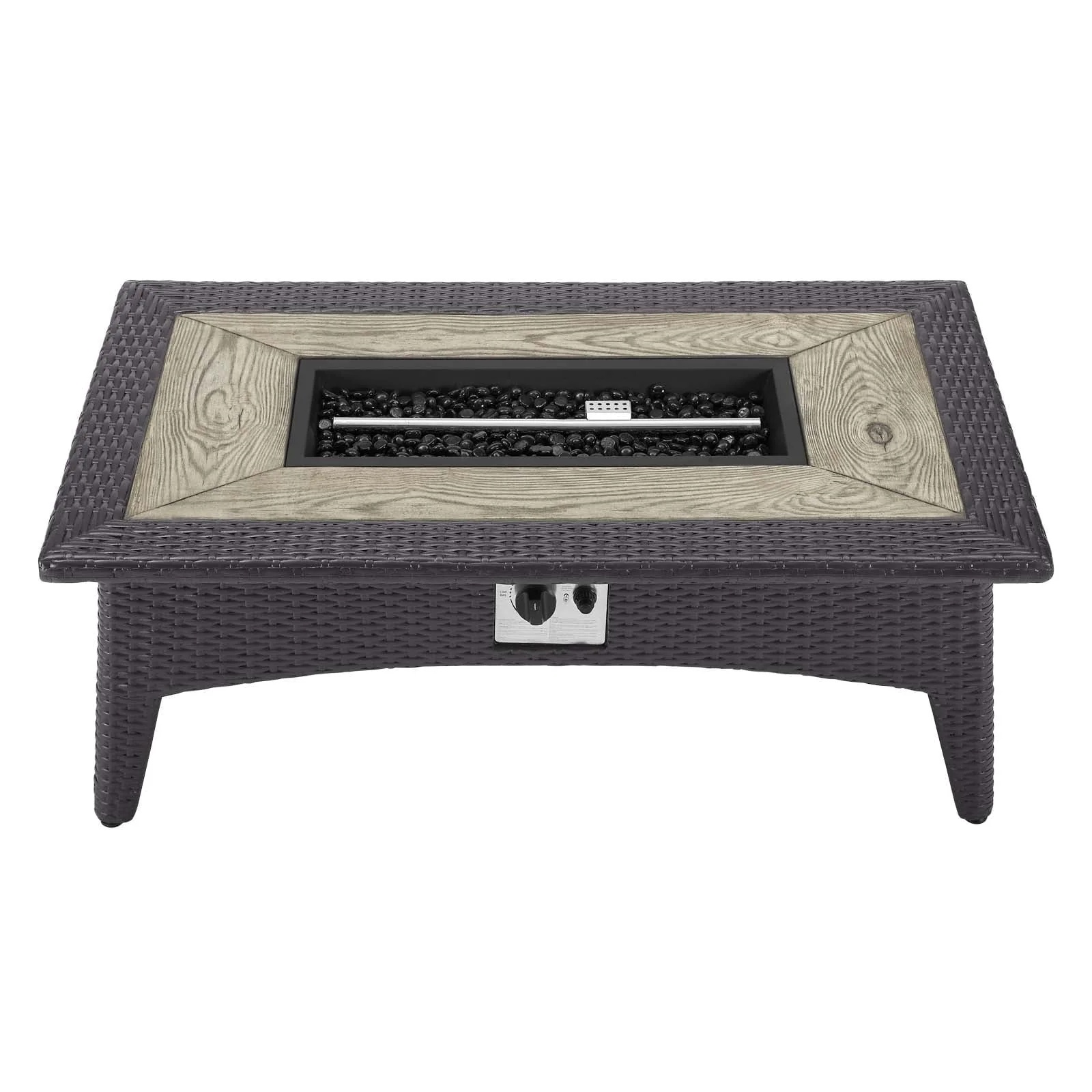 Modway Splendor 43.5" Rectangle Outdoor Patio Fire Pit Table in Espresso - Image 5