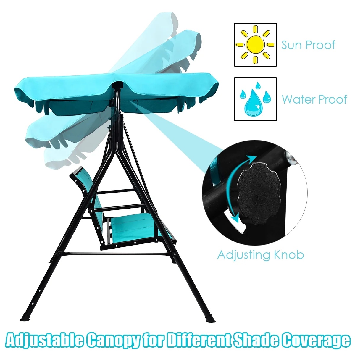 Costway 3 Person Patio Swing Canopy Yard Furniture - Image 5