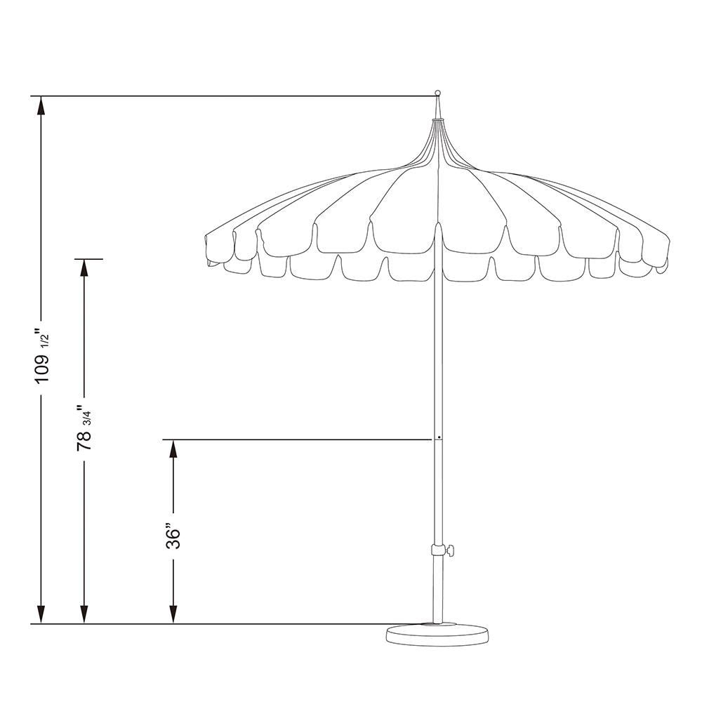 California Umbrella Pagoda Series 8.5 Ft Round Aluminum Pagoda Patio Umbrella W/ Push Lift & Steel Wire Ribs - White Frame / Sunbrella Pacific Blue Stripe Canopy - Image 7