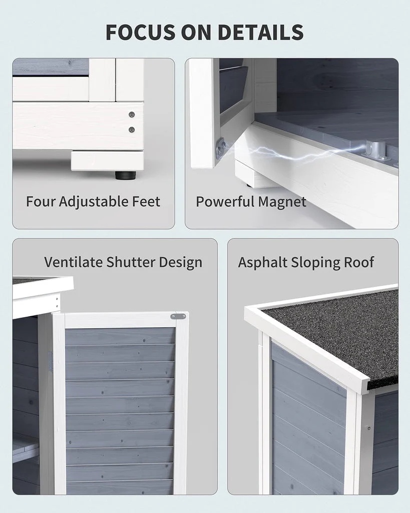 Aiho 63.2" Outdoor Storage Cabinet with Double Lockable Doors and 3 Removable Shelves - Gray - Image 8