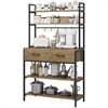 Homfa 2 Drawers Ladder Shelf, 5 Tier Modern Bookcase, Multifunctional Bookshelf Storage Rack, Gold and White - Image 6