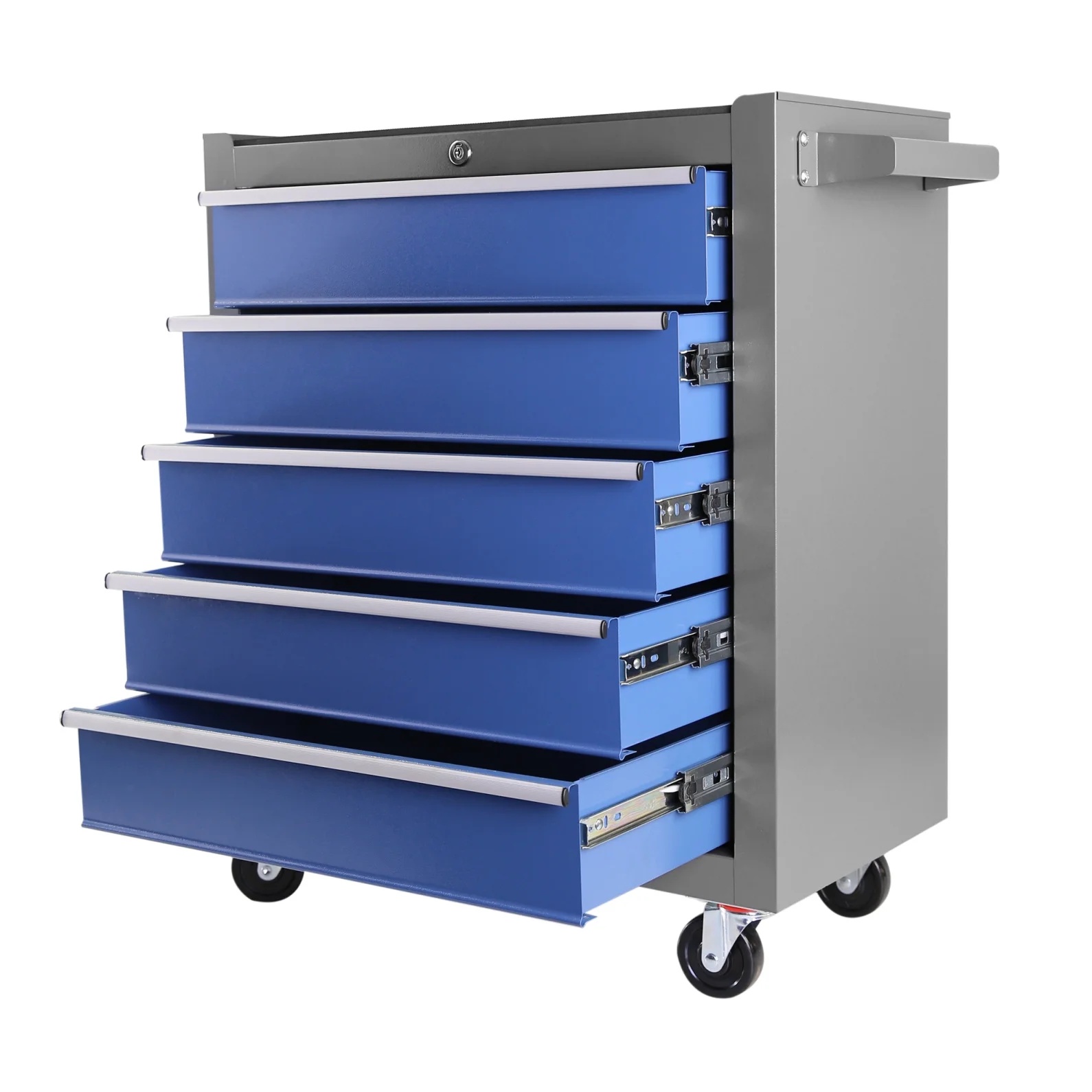 5 Drawers Rolling Tool Chest with Wheels, Portable Rolling Tool Box on Wheels, Tool Cabinet Organizer for Garage, Workshop, Home Crafts Use, Blue - Image 9