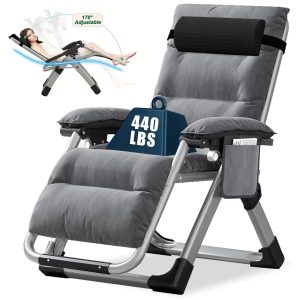 Slsy Upgrade Zero Gravity Chair, Folding Portable Reclining Lounge Chair with Removable Cushion, Armrest Mat, Headrest, Reclining Patio Lounger Chair for Indoor,Outdoor