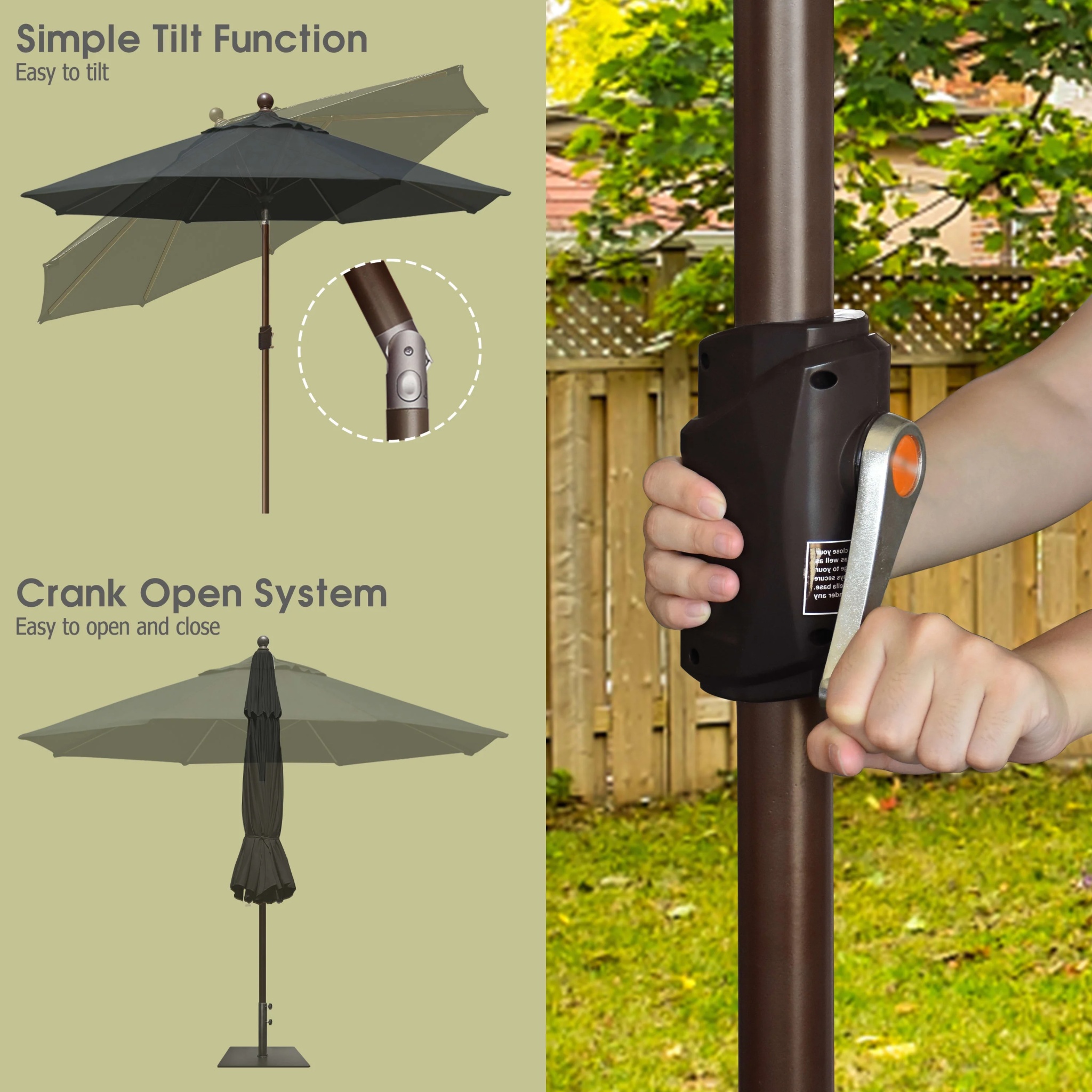 EliteShade 9Ft Market Umbrella Patio Outdoor Table Umbrella-Teal- - Image 19