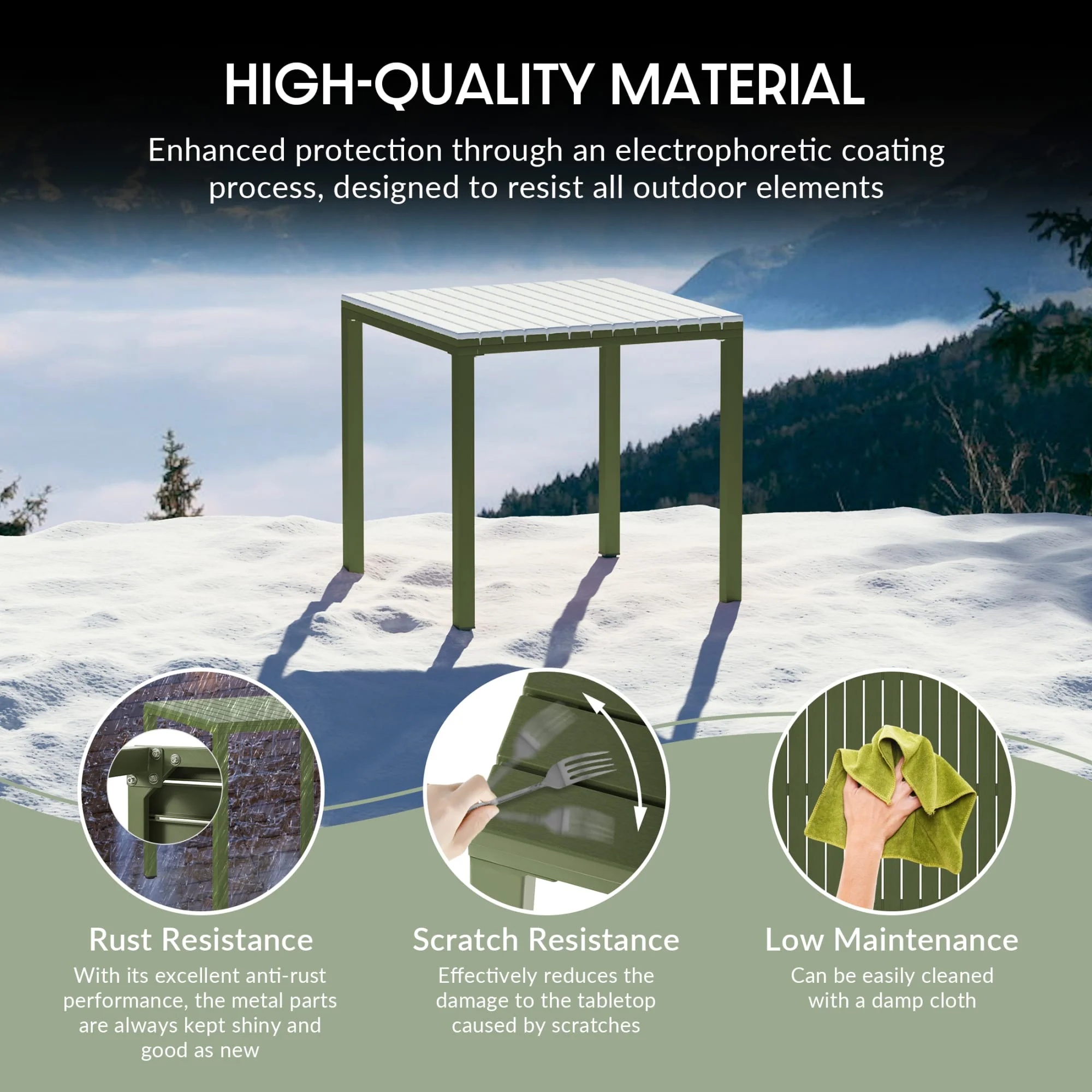 WestinTrends Playa 5-Piece Outdoor Metal Frame Dining Table Patio Set with Stackable Patio Dining Chairs, Olive Green - Image 16