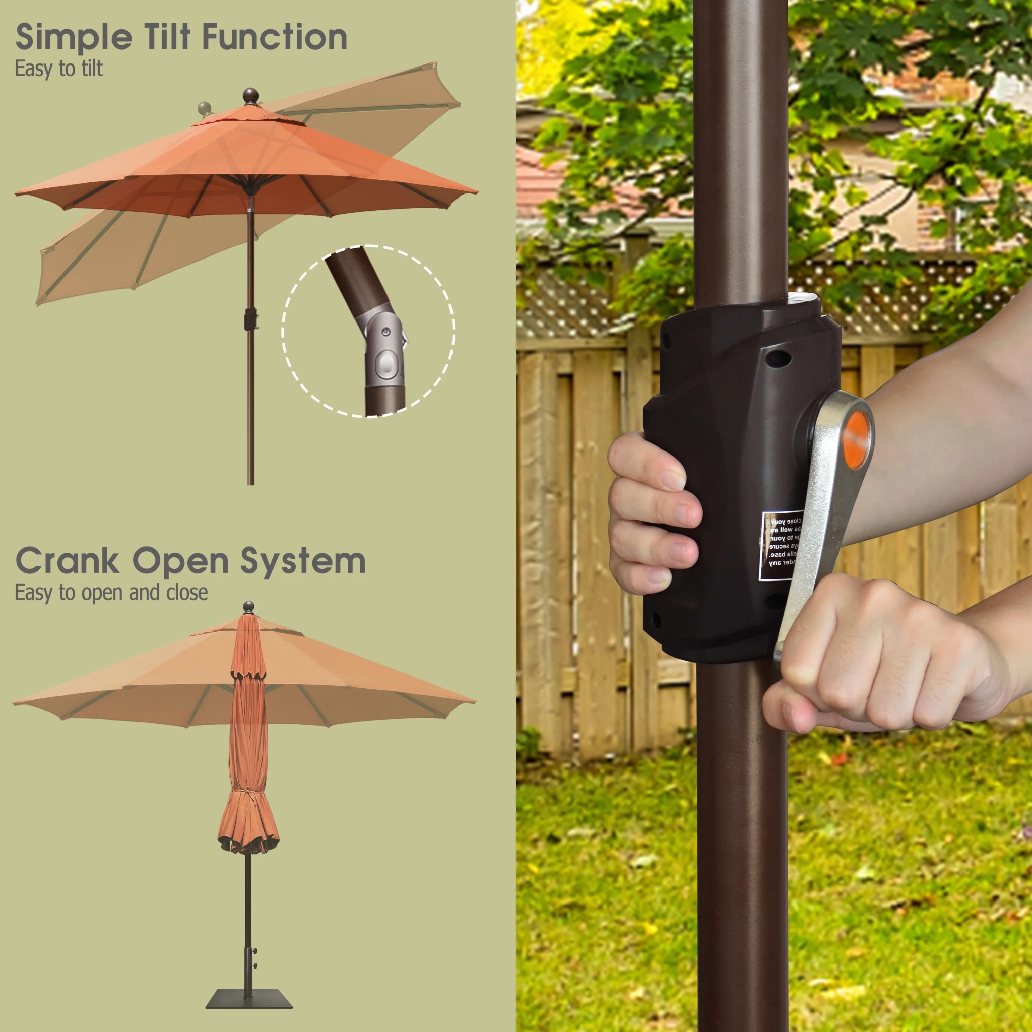 EliteShade 9Ft Market Umbrella Patio Outdoor Table Umbrella-Teal- - Image 42
