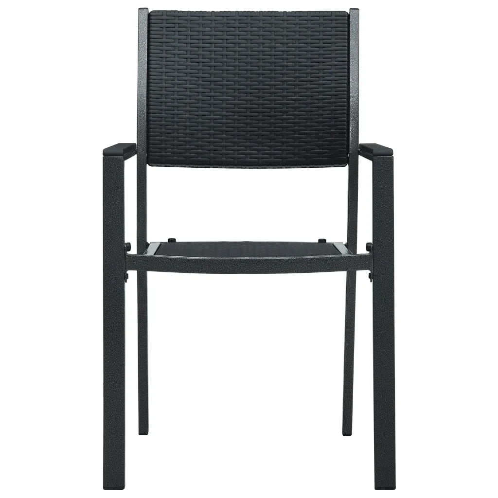 vidaXL Patio Chairs Dining Chair for Deck Porch Black Plastic Rattan Look - Image 4