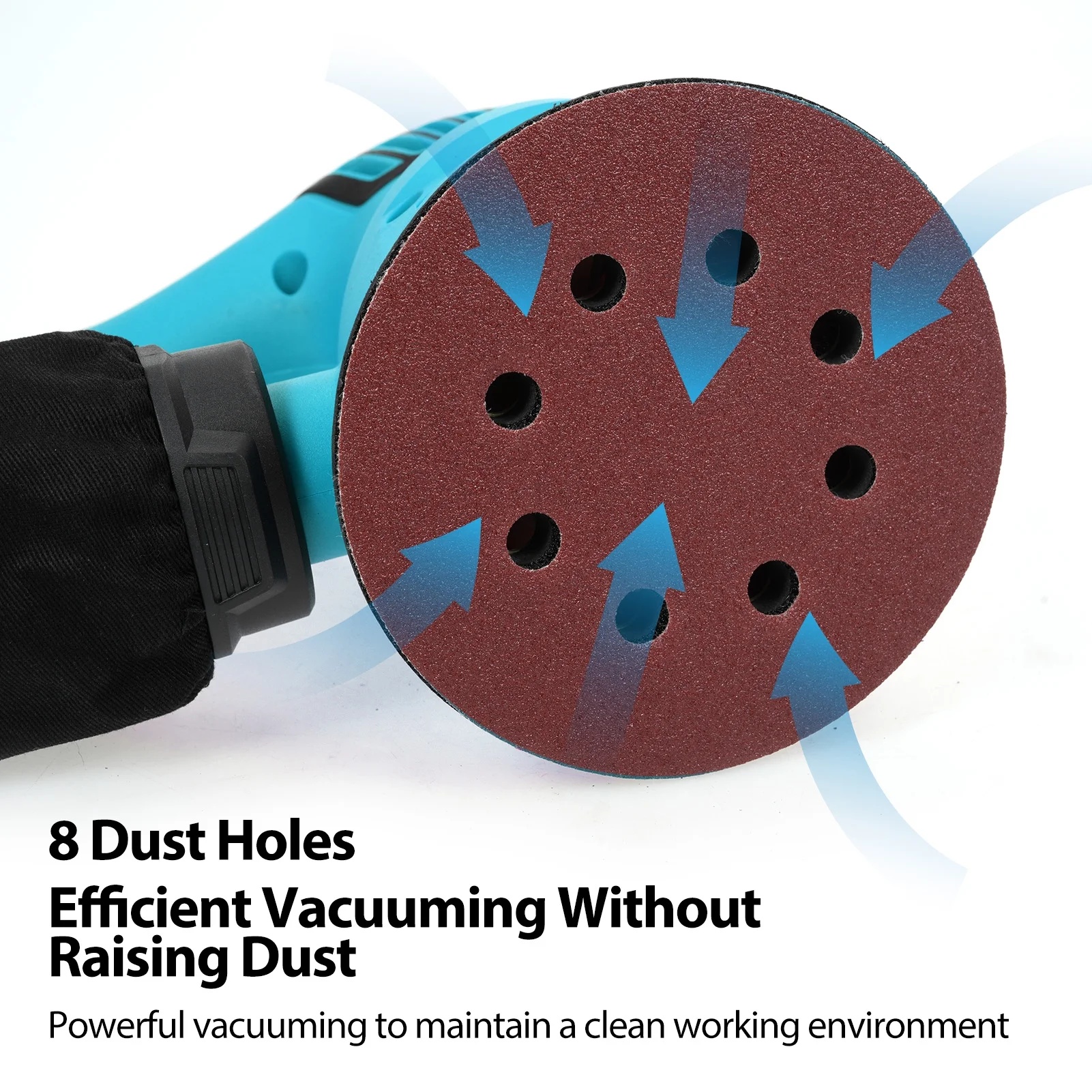 Sanding machine,Orbital Sander 5pcs Sandpapers And With 6 Variable 300w 13000rpm Orbital Sandpapers And And Speeds Palm Sander Variable Speeds Palm Sander With 6 Variable Speeds Plug - Image 2