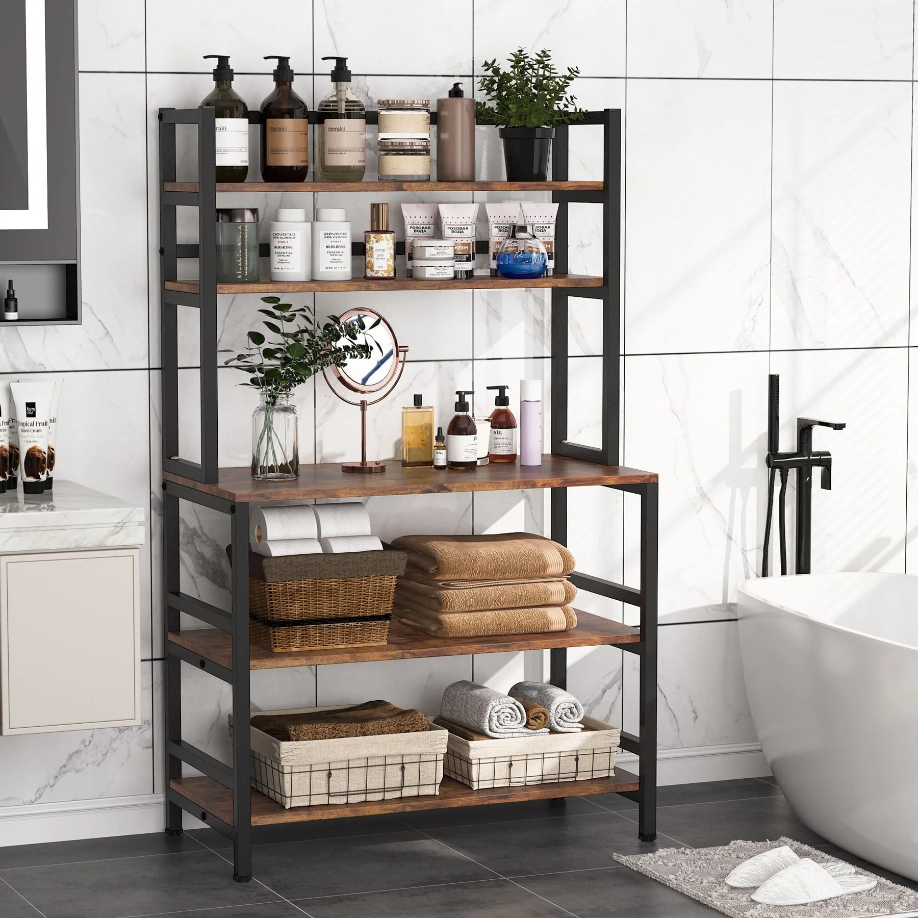 Tribesigns 5-Tier Kitchen Baker's Rack, Microwave Stand Utility Storage Shelf with Hutch - Image 3