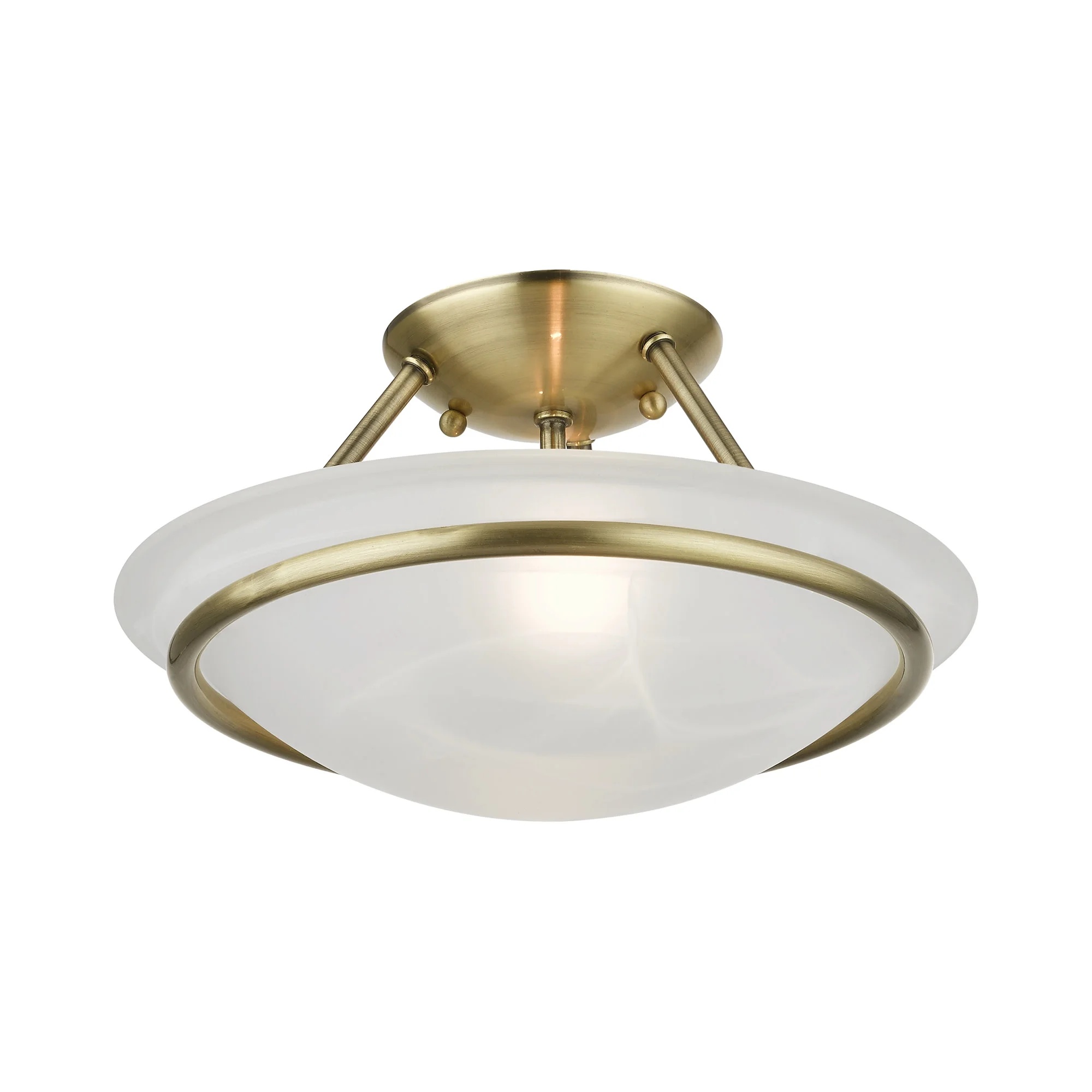Livex Lighting Newburgh Black/White Stainless Steel/Alabaster Glass Ceiling Mount - Image 2
