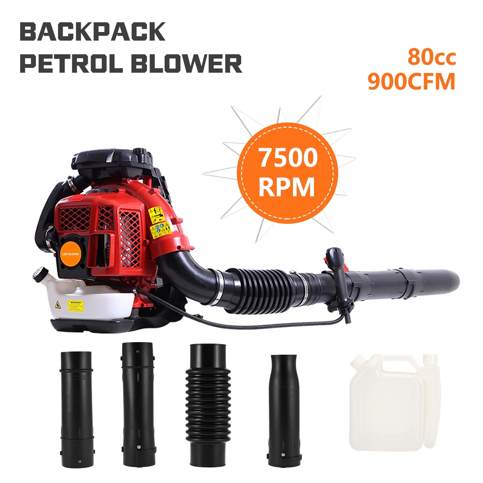Limorve EB650 Backpack Leaf Blower, 2-Stroke Engine Multi-purpose 63 Cubic Centimeter High Strength Snow Blower for Lawn Care, Patio, Sidewalk,Snow Blowing-Orange - Image 15