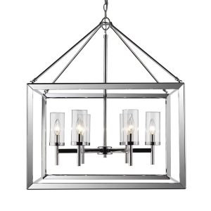 Golden Lighting Smyth 6-Light Chandelier in Chrome with Clear Glass