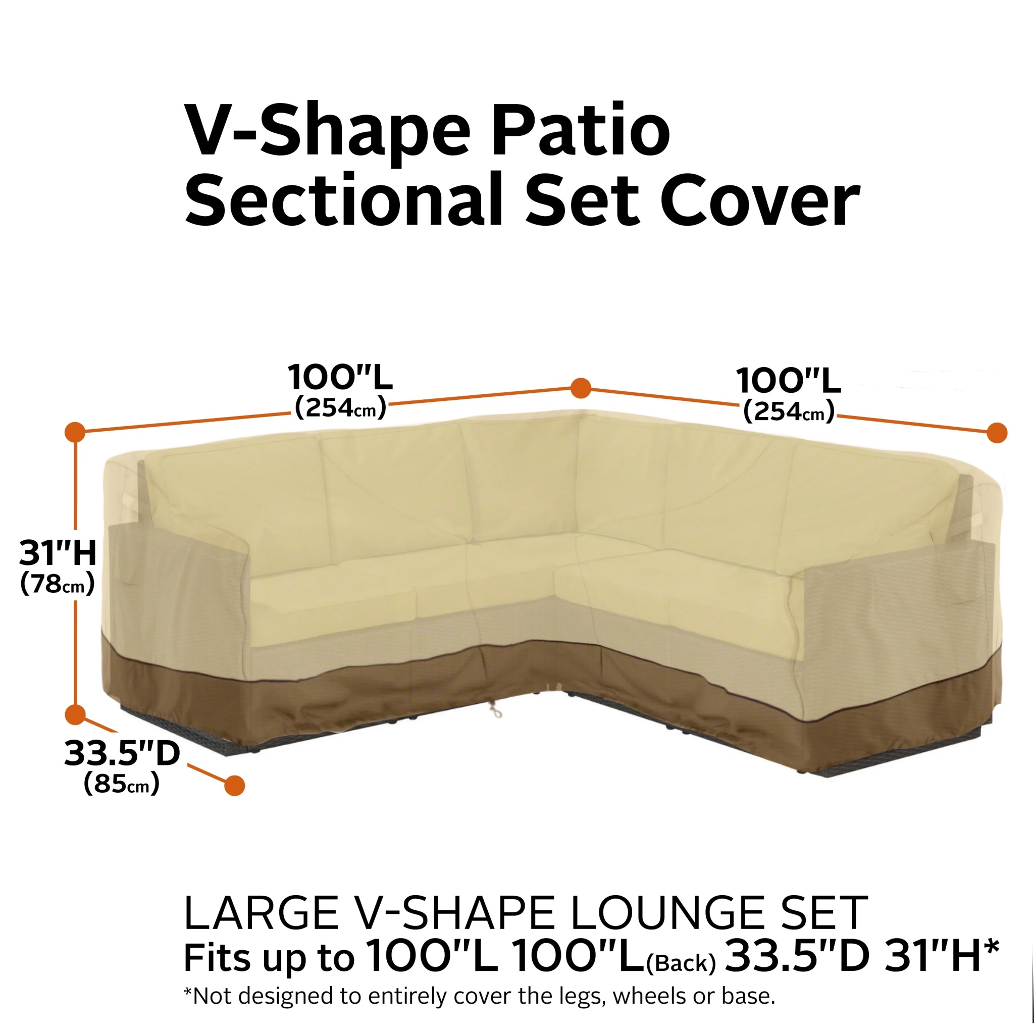 Classic Accessories Veranda Water-Resistant 100 Inch Patio V-Shaped Sectional Lounge Set Cover - Image 14