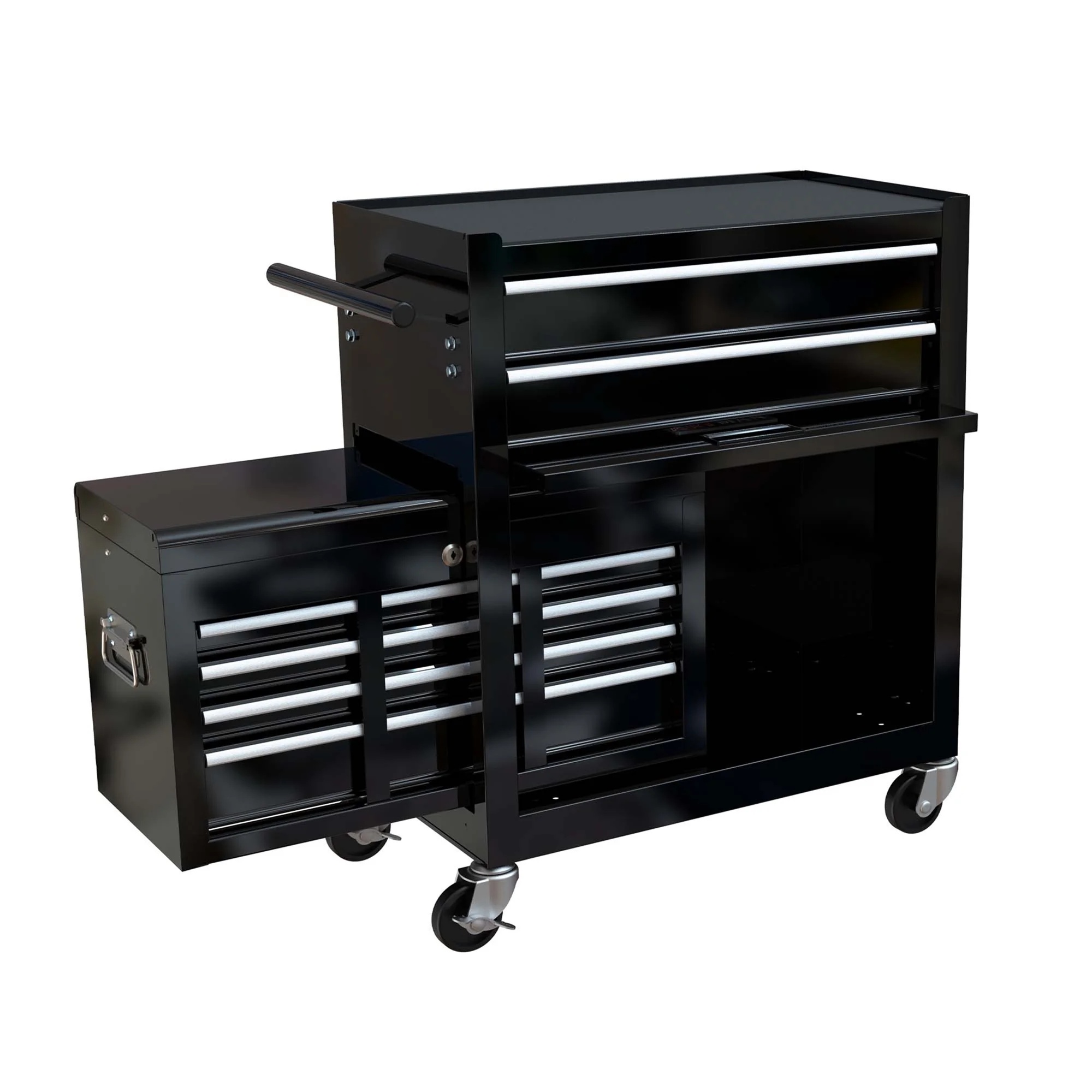 Aukfa Tool Box, 2 in 1 Steel Rolling Tool Chest & Cabinet on Wheels for Garage, 8-Drawers, Black - Image 13