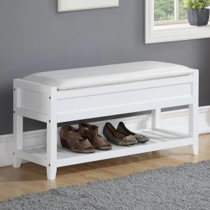 Roundhill Furniture Rouen Storage Bench, White