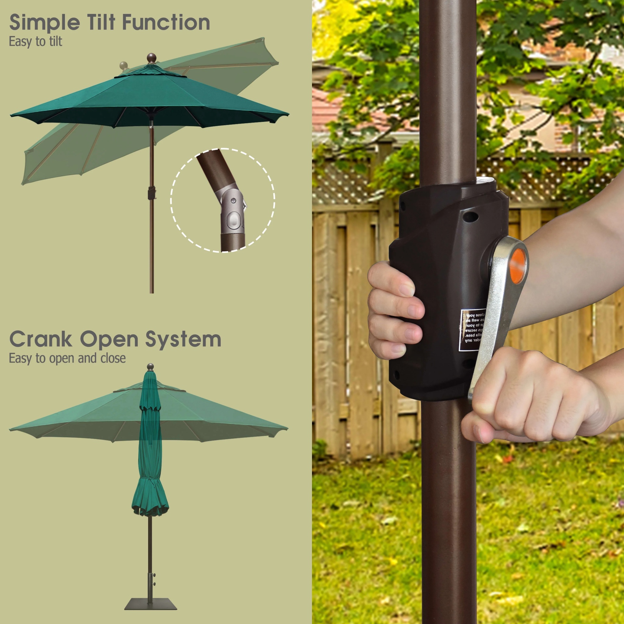 EliteShade 9Ft Market Umbrella Patio Outdoor Table Umbrella-Teal- - Image 30