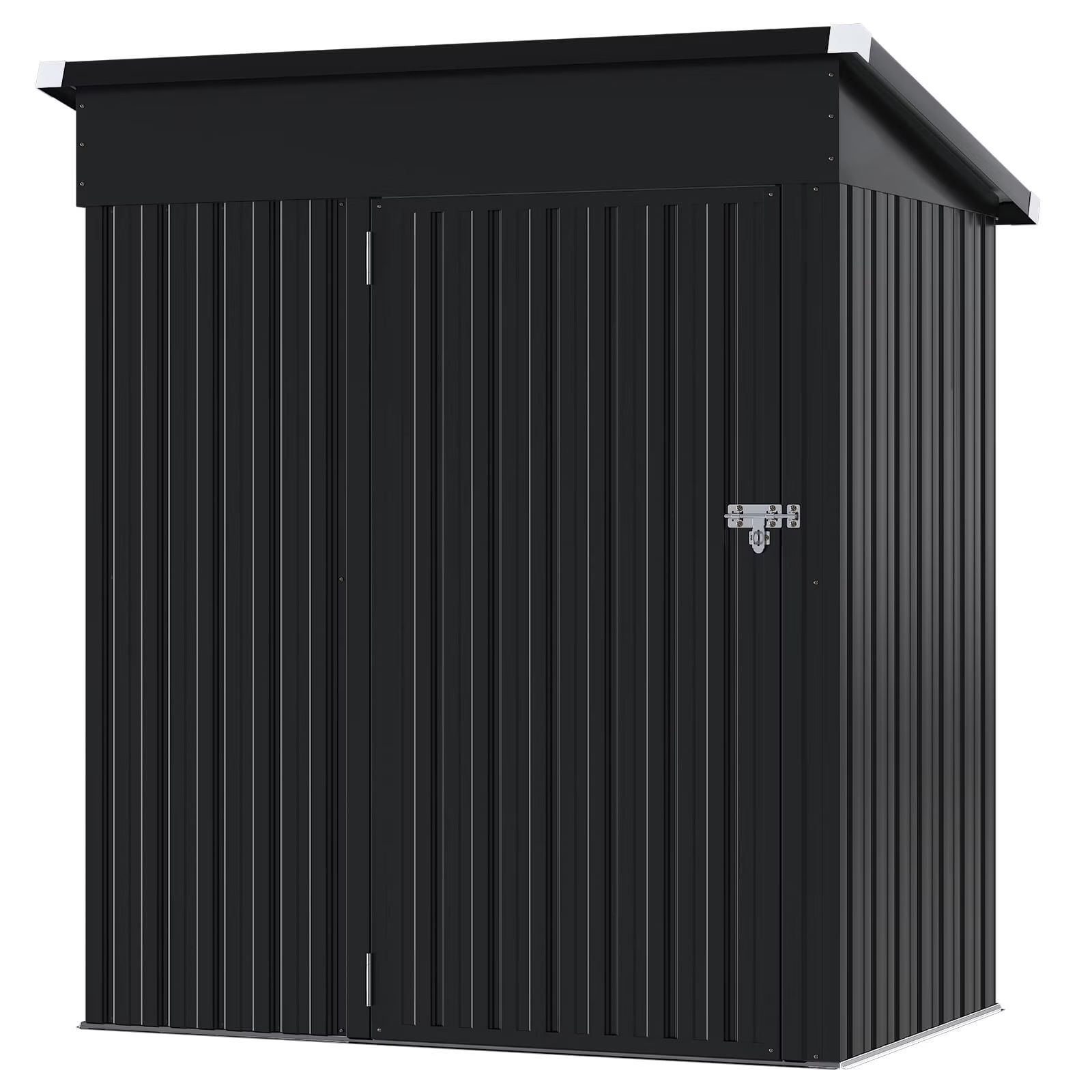Aoxun 6' x 4' Storage Shed Lean to Storage Shed, Outdoor Metal Wall Side Storage Sheds, Outdoor Storage Cabinet for Patio, Garden, Lawn (Brown) - Image 14