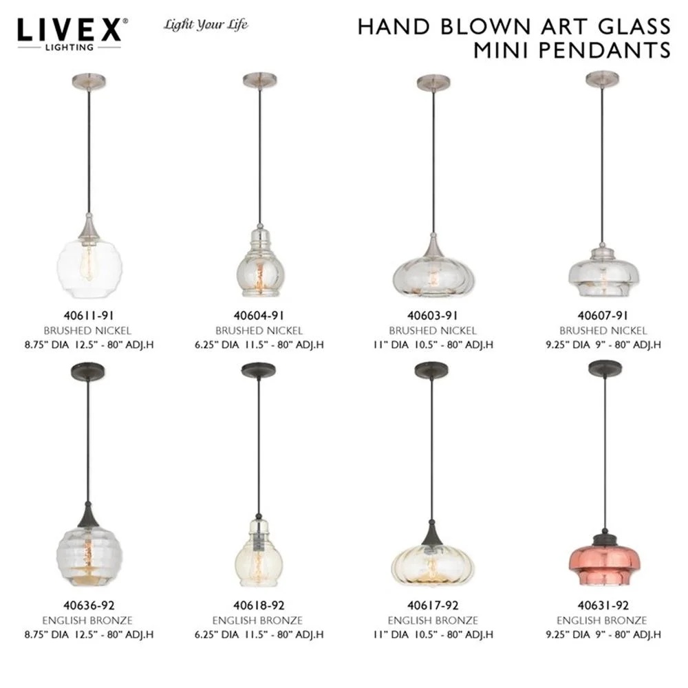 Livex Lighting 11" 1-Light Smoke Glass & Metal Single Pendant in Brushed Nickel - Image 9