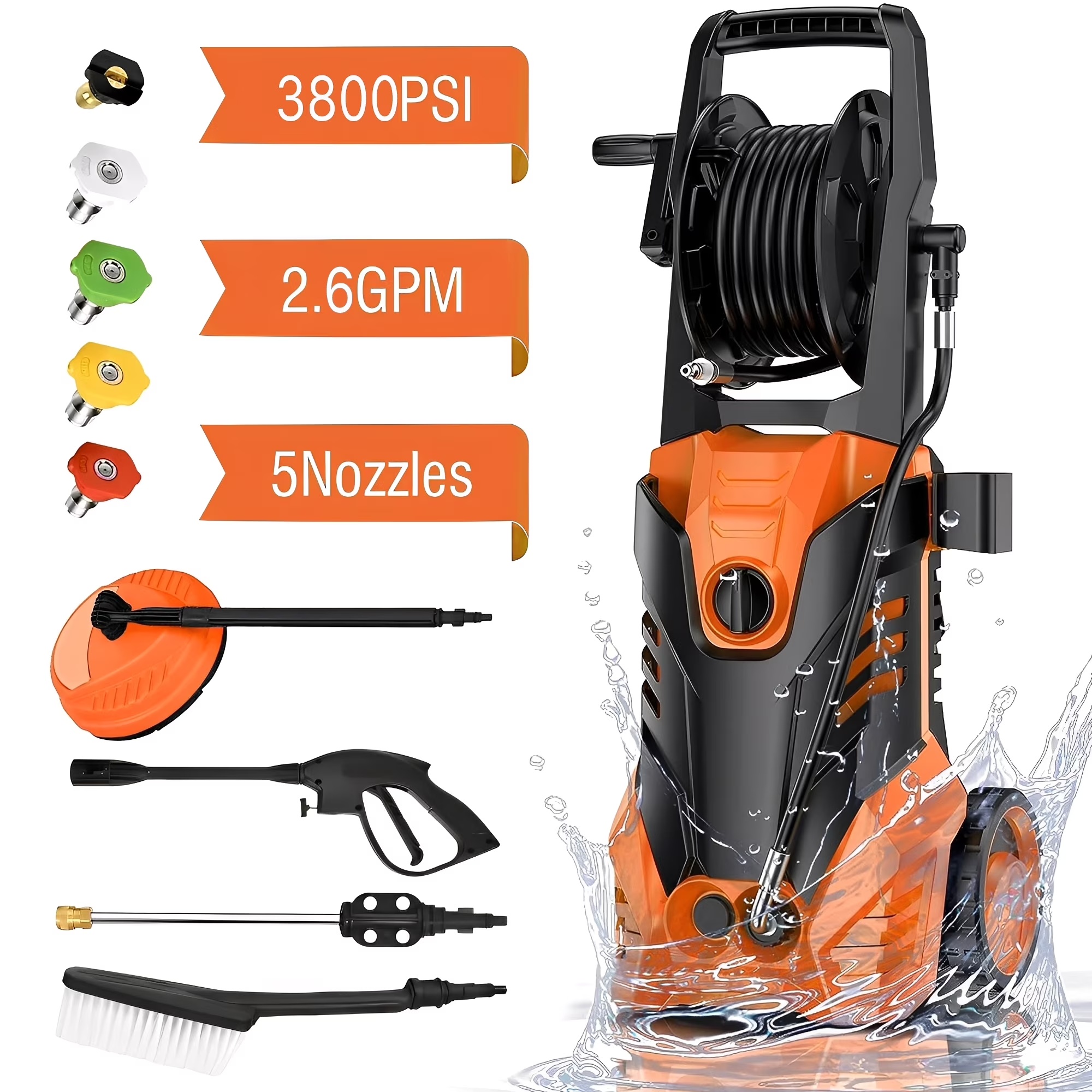 Fenbeli Electric Pressure Washer, 3800 PSI 2.6GPM Power Washer for Cars, Fences and Patios - Image 5