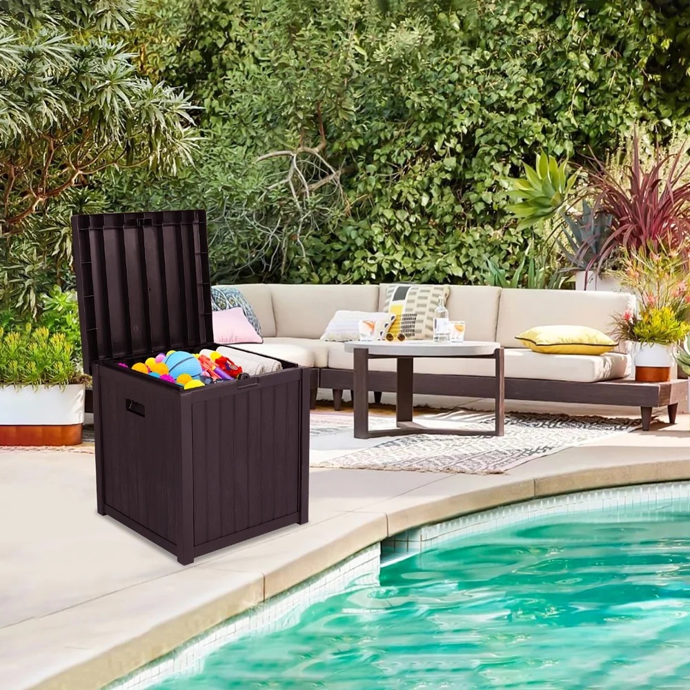 Patio Storage Box Waterproof, enyopro Outdoor PP Storage Patio Furniture Container, 51 Gallon Garden Storage Box with Seat for Backyard Pool Deck, 22" x 22" x 24.5", Brown, JA3239 - Image 2