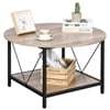 Dextrus Round Coffee Table with Storage, Rustic Living Room Tables with Sturdy Metal Legs, OAK - Image 8