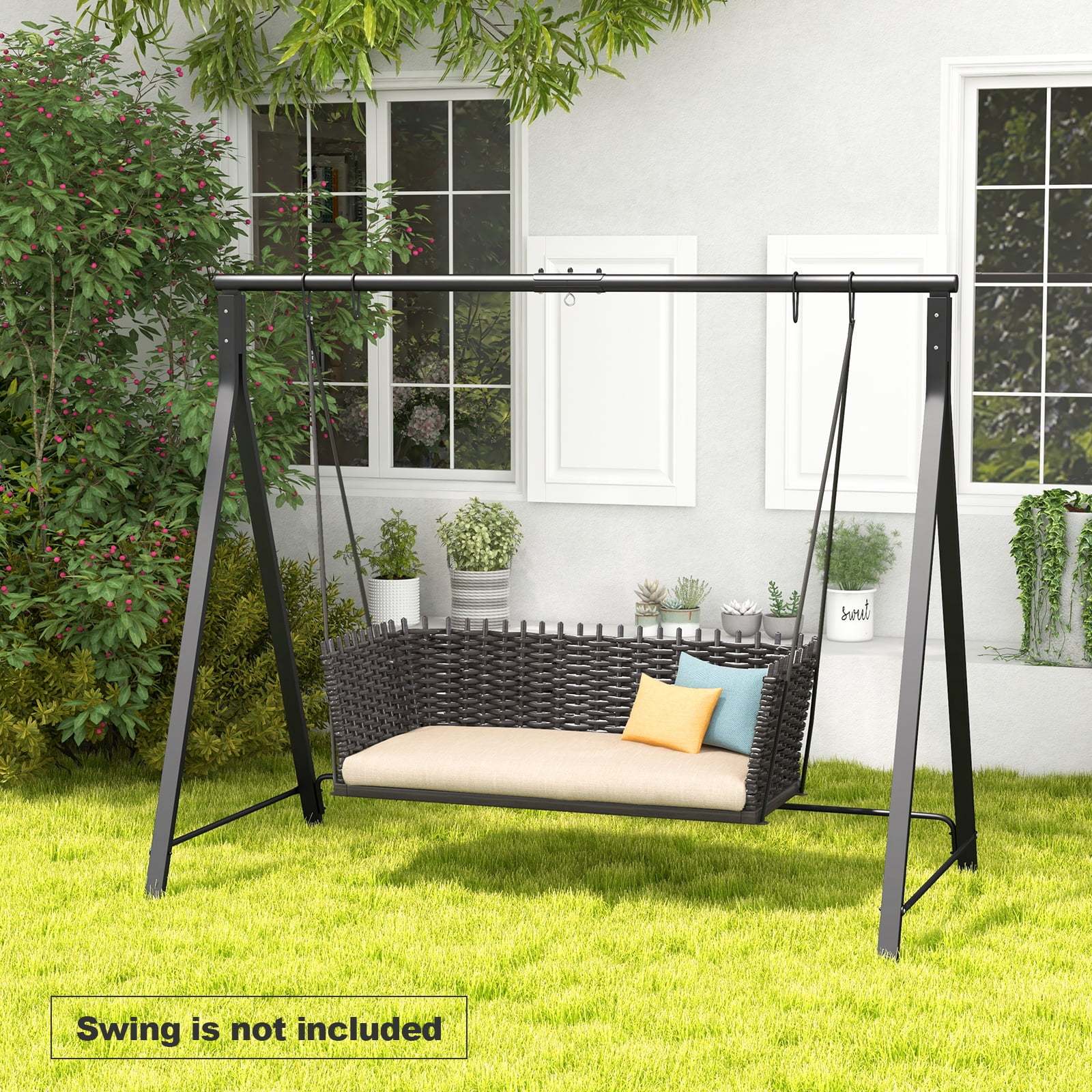 Costway Outdoor Porch Swing Frame Patio Metal Swing Stand with A-Shaped Structure - Image 2