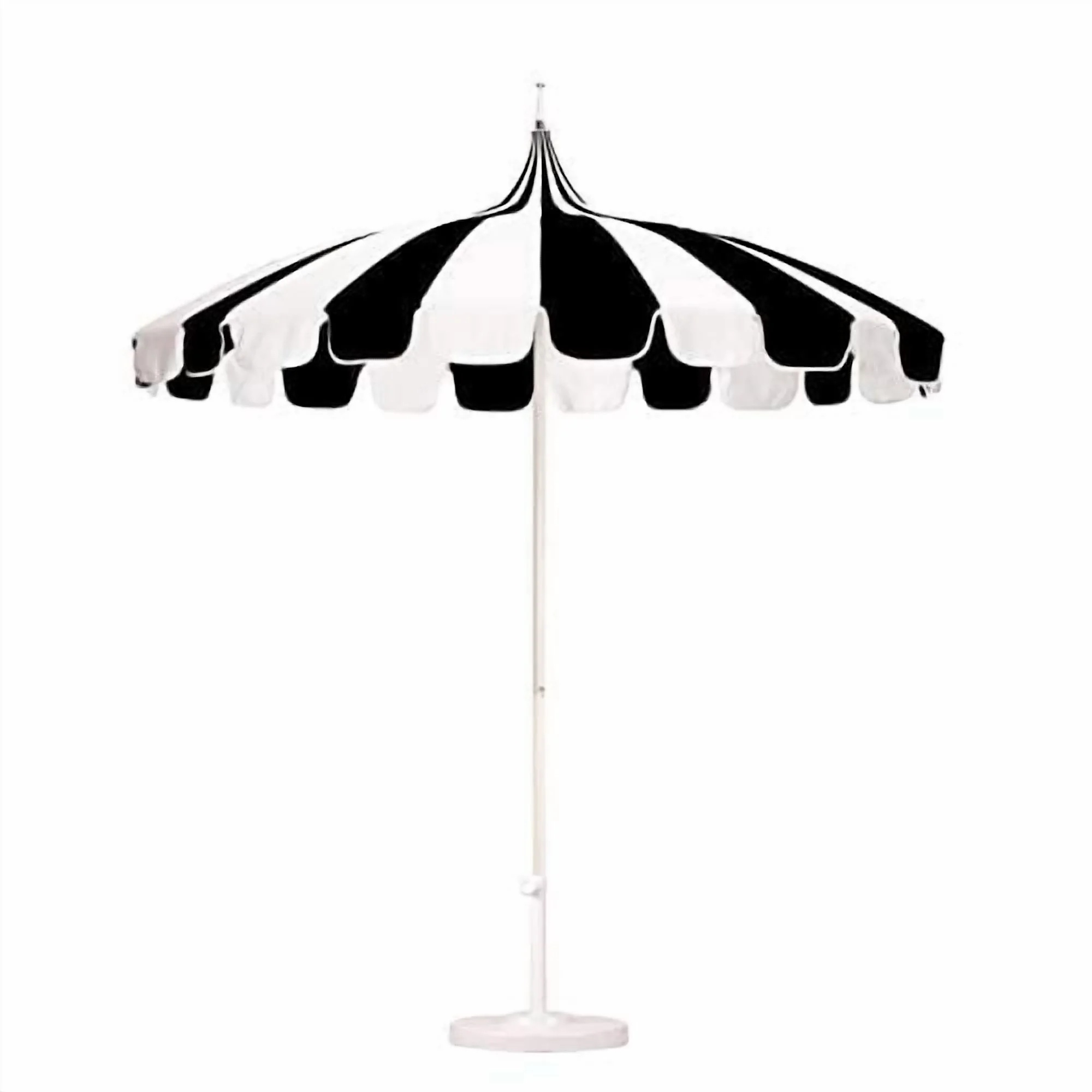 California Umbrella Pagoda Series 8.5 Ft Round Aluminum Pagoda Patio Umbrella W/ Push Lift & Steel Wire Ribs - White Frame / Sunbrella Pacific Blue Stripe Canopy - Image 9