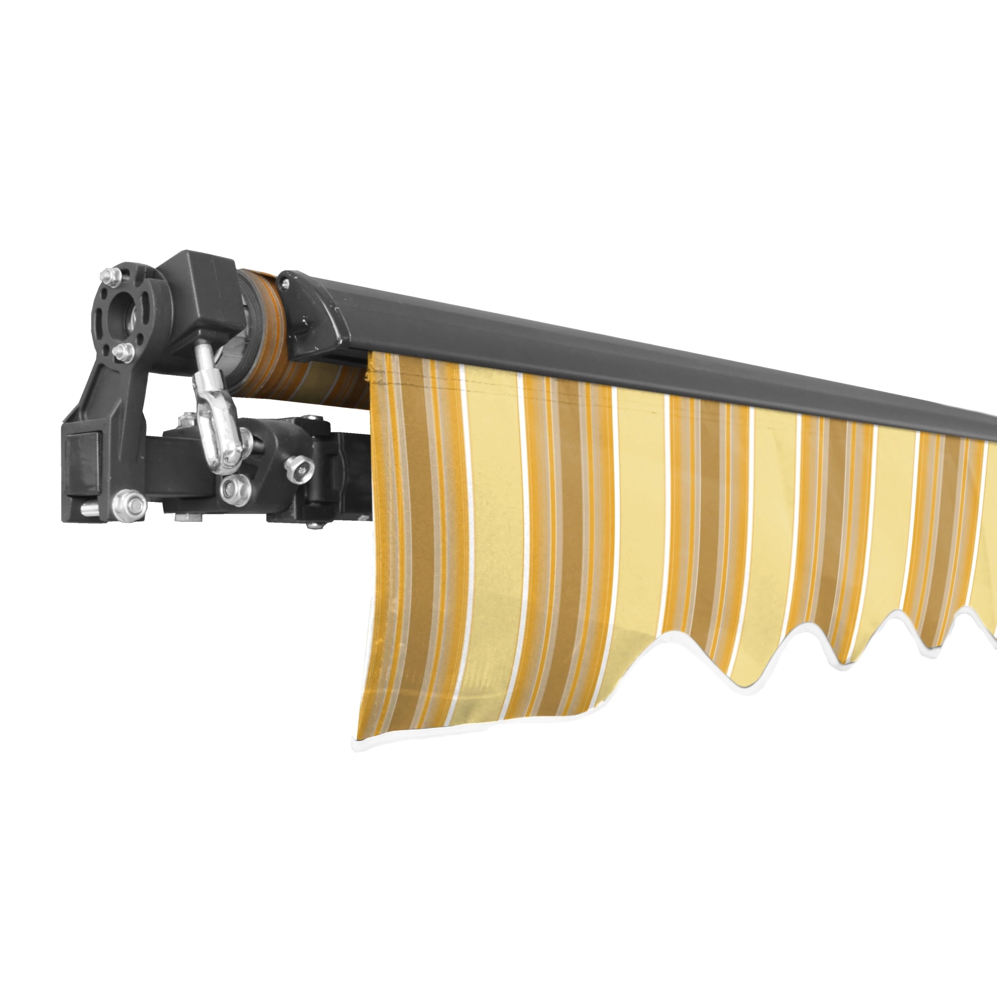 ALEKO 16' x 10' Retractable Motorized Black Frame Patio Awning, Multi Striped Yellow Color - Image 9