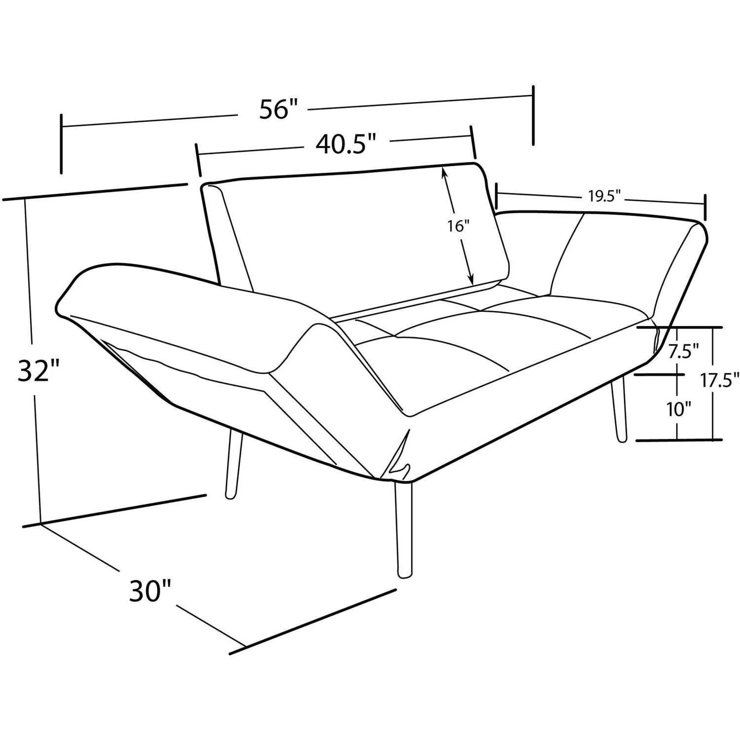 DHP Euro Futon with Magazine Storage, Black - Image 22