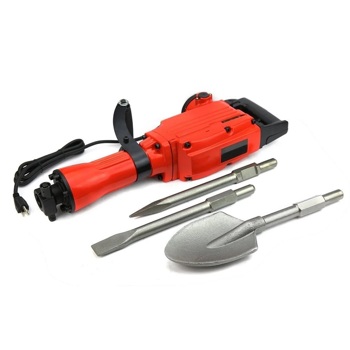 XtremepowerUS Demolition Jack Hammer Heavy Duty, 2200W Electric Jackhammer With Scraping Chisel, 1800BPM Power Drill Concrete Breaker Bar Point & Chisel Bits Chisel Set, Red - Image 15