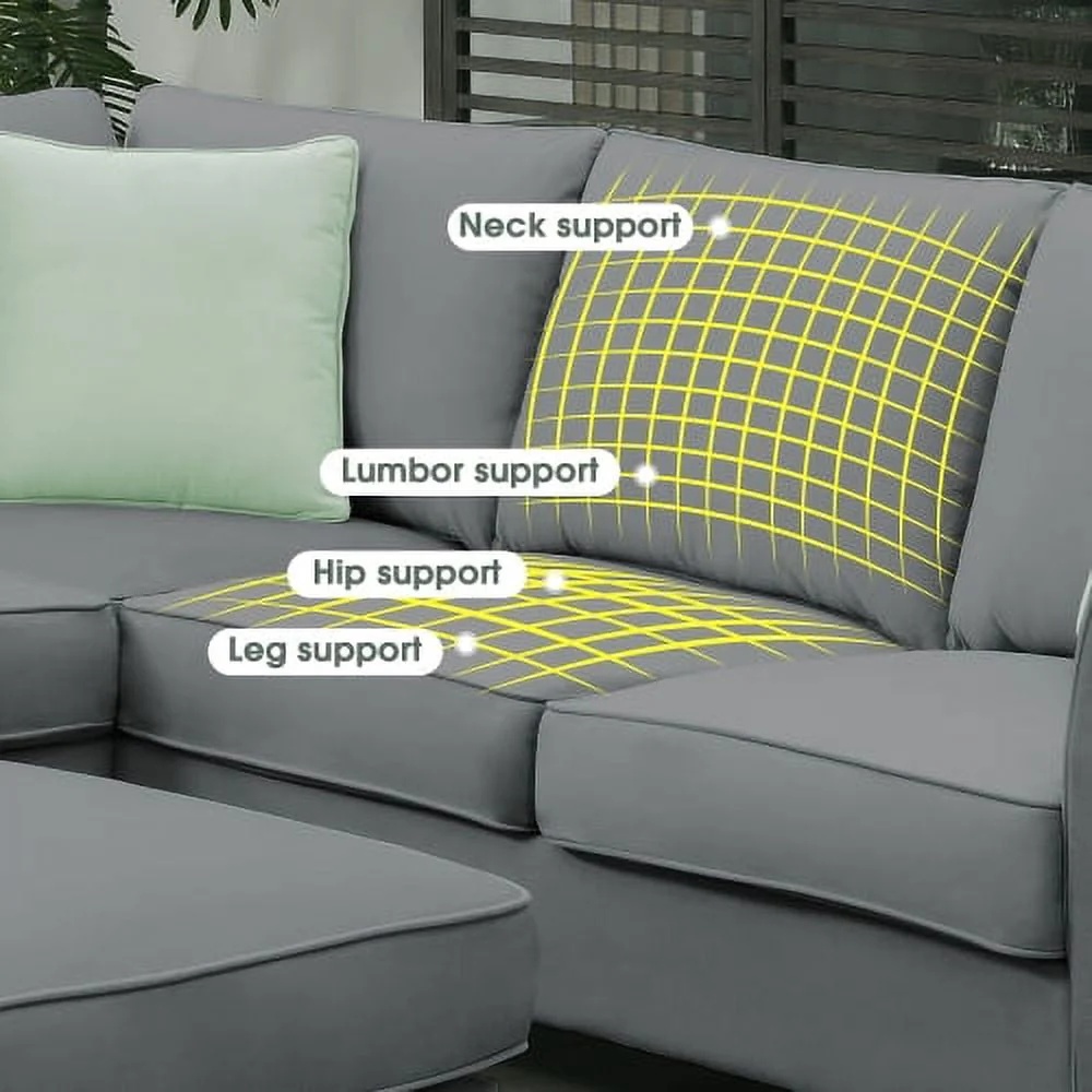 THINK 30,Convertible Sectional Sofa with Storage Ottoman, Modern Modular Sofa Sets L Shape Couches with 3 Pillows, for Living Room Furniture, Grey - Image 10