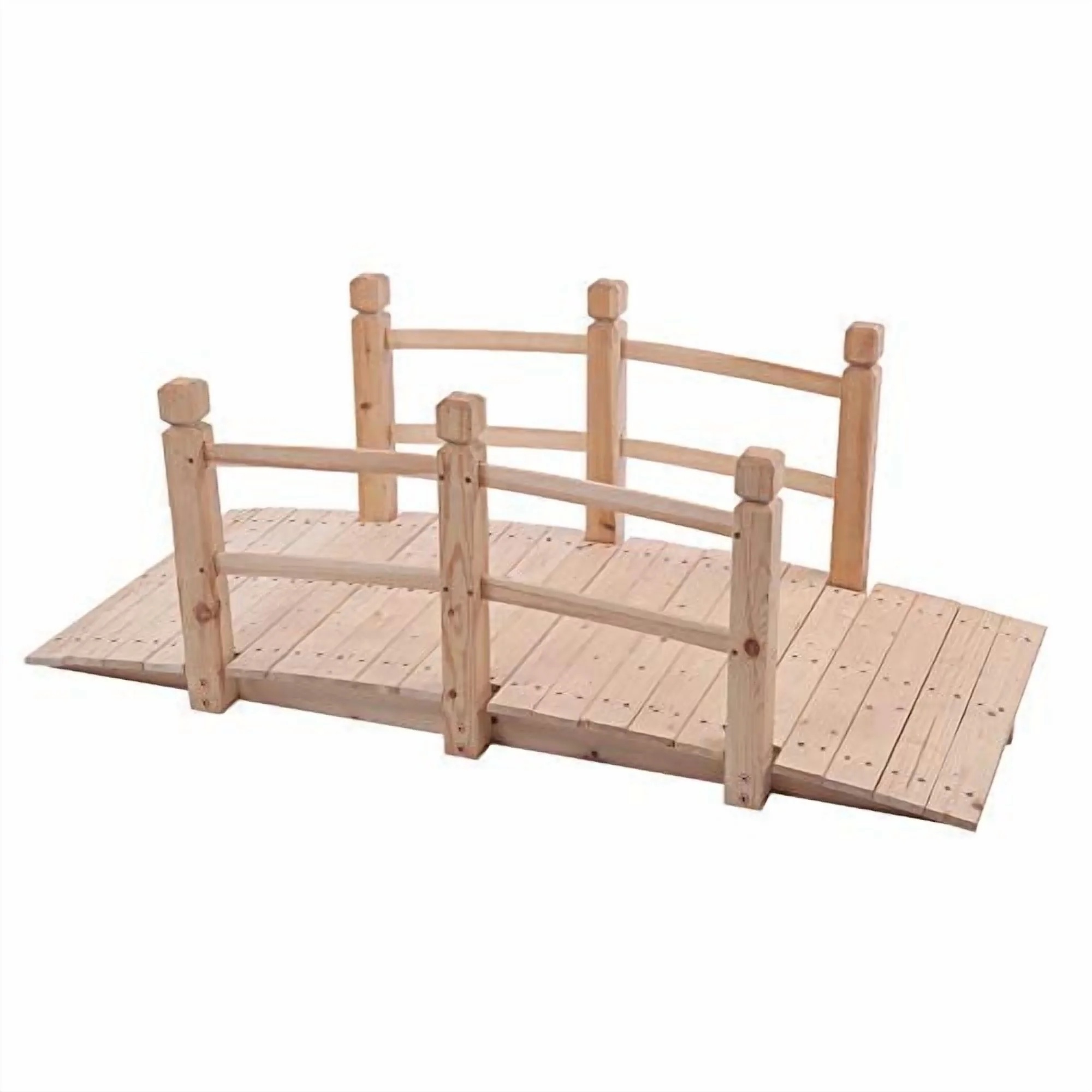 Garden Bridge with Safety Rails, Wooden Arch Bridge Outdoor Small Bridge Arc Bridge Decoration for Backyard and Pond Outdoor Garden (Brown2) - Image 6
