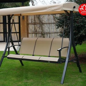 Kozyard Brenda Patio Swing with Coated Steel Frame (Beige, 3 Seat)