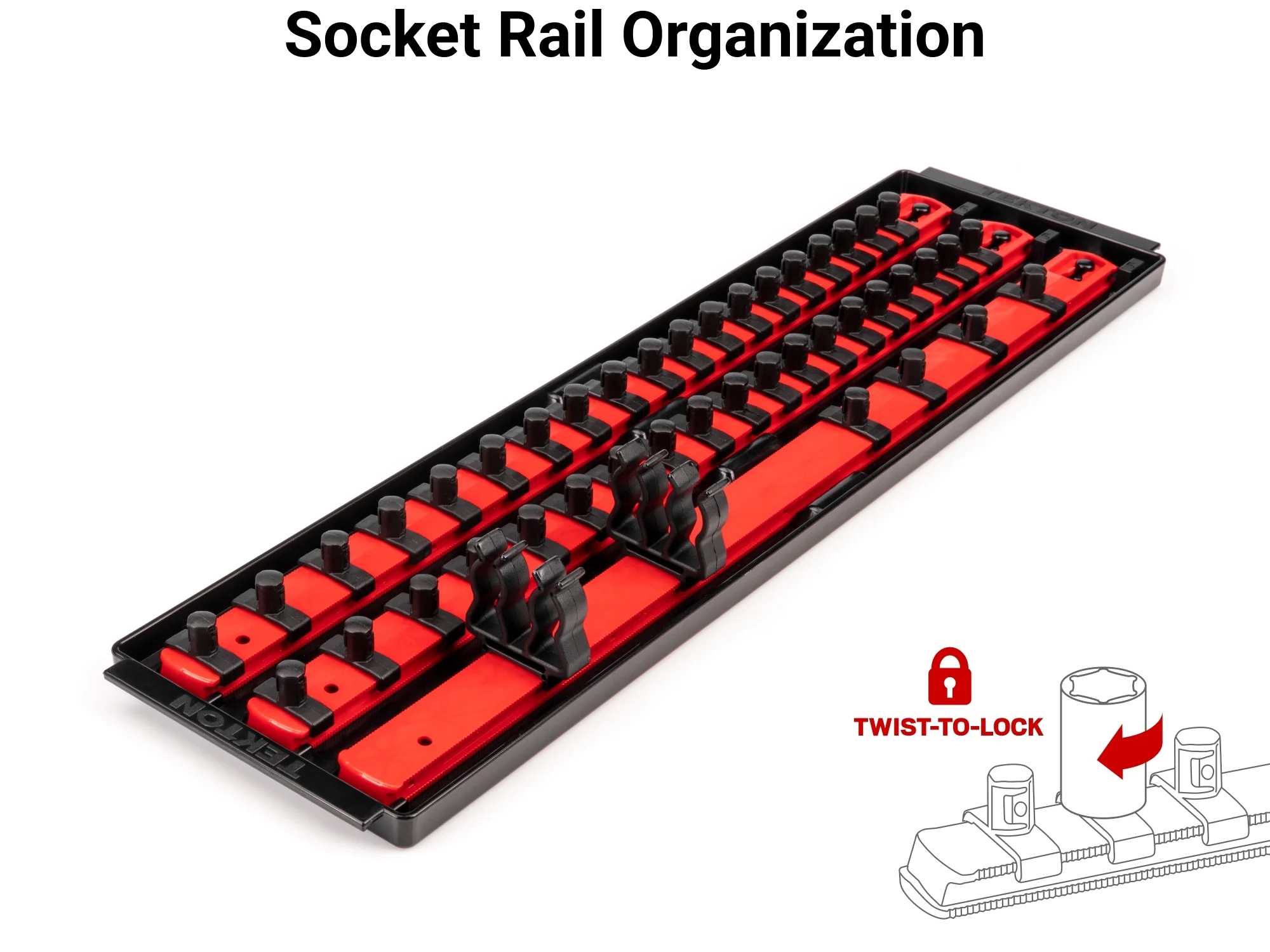 TEKTON 3/8 Inch Drive 12-Point Socket and Ratchet Set with Rails, 44-Piece (6-24 mm) | SKT13202 - Image 6