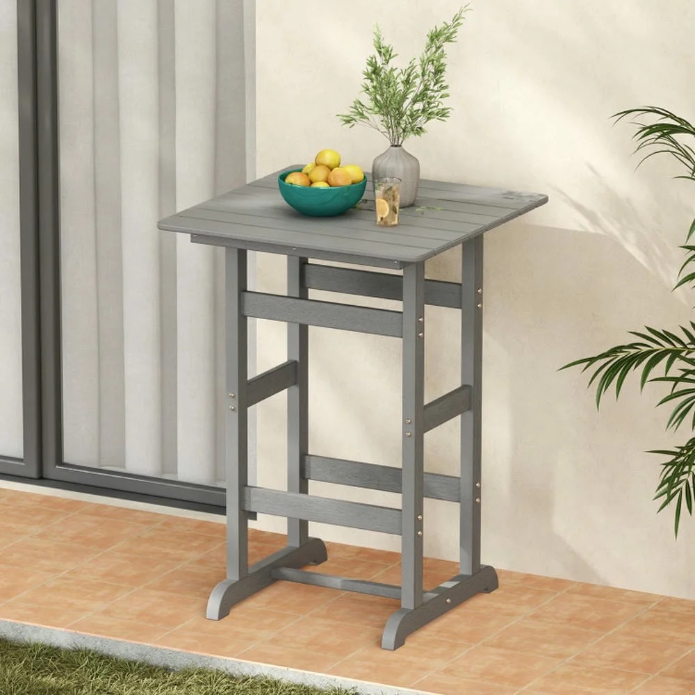 GVN Outdoor Eating Tables,Patio Table,30 Inch Square Bar Table Dining Table with Slatted Tabletop for Poolside-Navy - Image 15