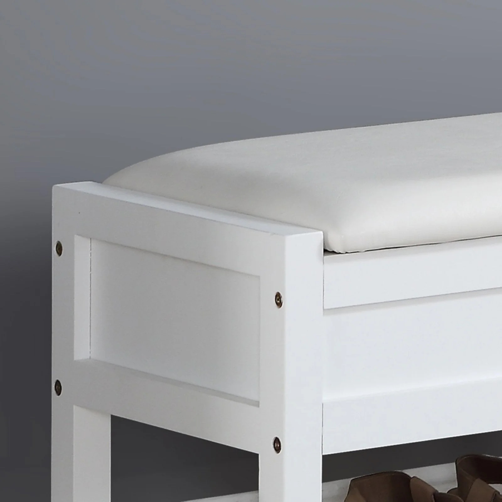 Roundhill Furniture Rouen Storage Bench, White - Image 2