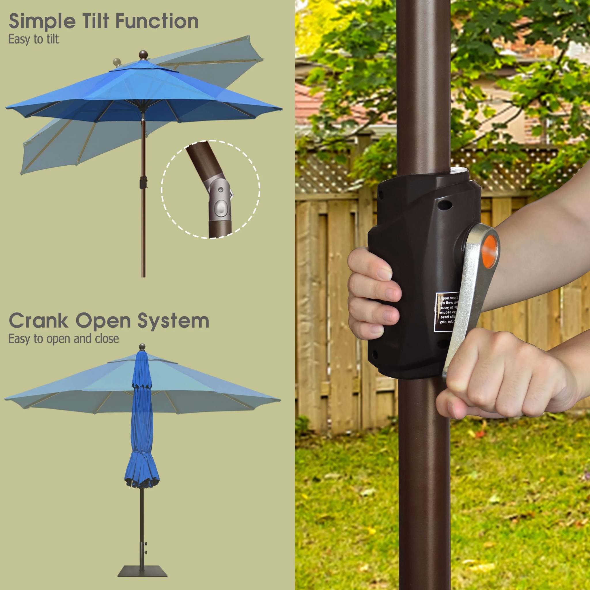 EliteShade 9Ft Market Umbrella Patio Outdoor Table Umbrella-Teal- - Image 13