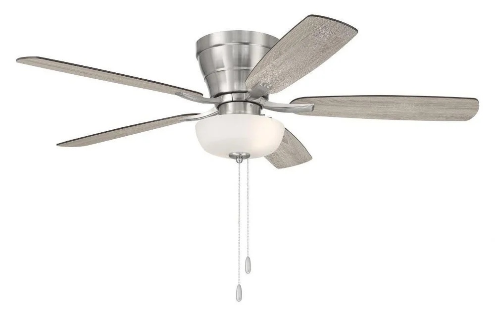 WHL52BNK5C1-Craftmade Lighting-Wheeler - 5 Blade Flush Mount Ceiling Fan with Light Kit-13.5 Inches Tall and 52 Inches Wide-Brushed Polished Nickel - Image 2