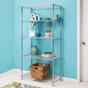 Honey-Can-Do 5-Shelf Steel Adjustable Storage Shelves, Chrome, Holds up to 350 lb per Shelf
