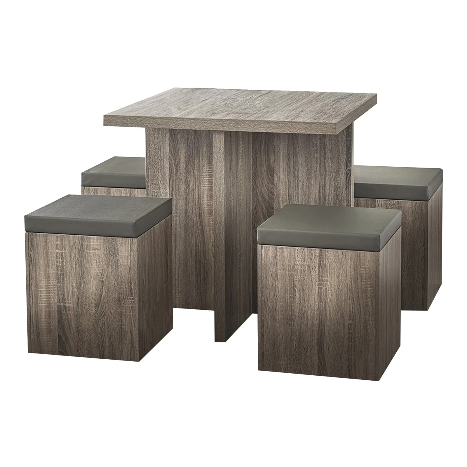 SUGIFT 5-Piece Dexter Dining Set with Storage Ottoman, Taupe - Image 3