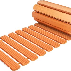 16FT Wooden Garden Pathway, 22'' Widened Outdoor Walkway Roll Out Cedar Patio Decorative Boardwalk Walkways, Weather-Resistant Roll Up Beach Wood Road Floor Wedding Party (Wood, 16FT)