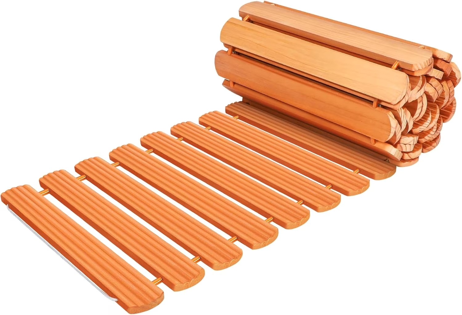 16FT Wooden Garden Pathway, 22'' Widened Outdoor Walkway Roll Out Cedar Patio Decorative Boardwalk Walkways, Weather-Resistant Roll Up Beach Wood Road Floor Wedding Party (Wood, 16FT)