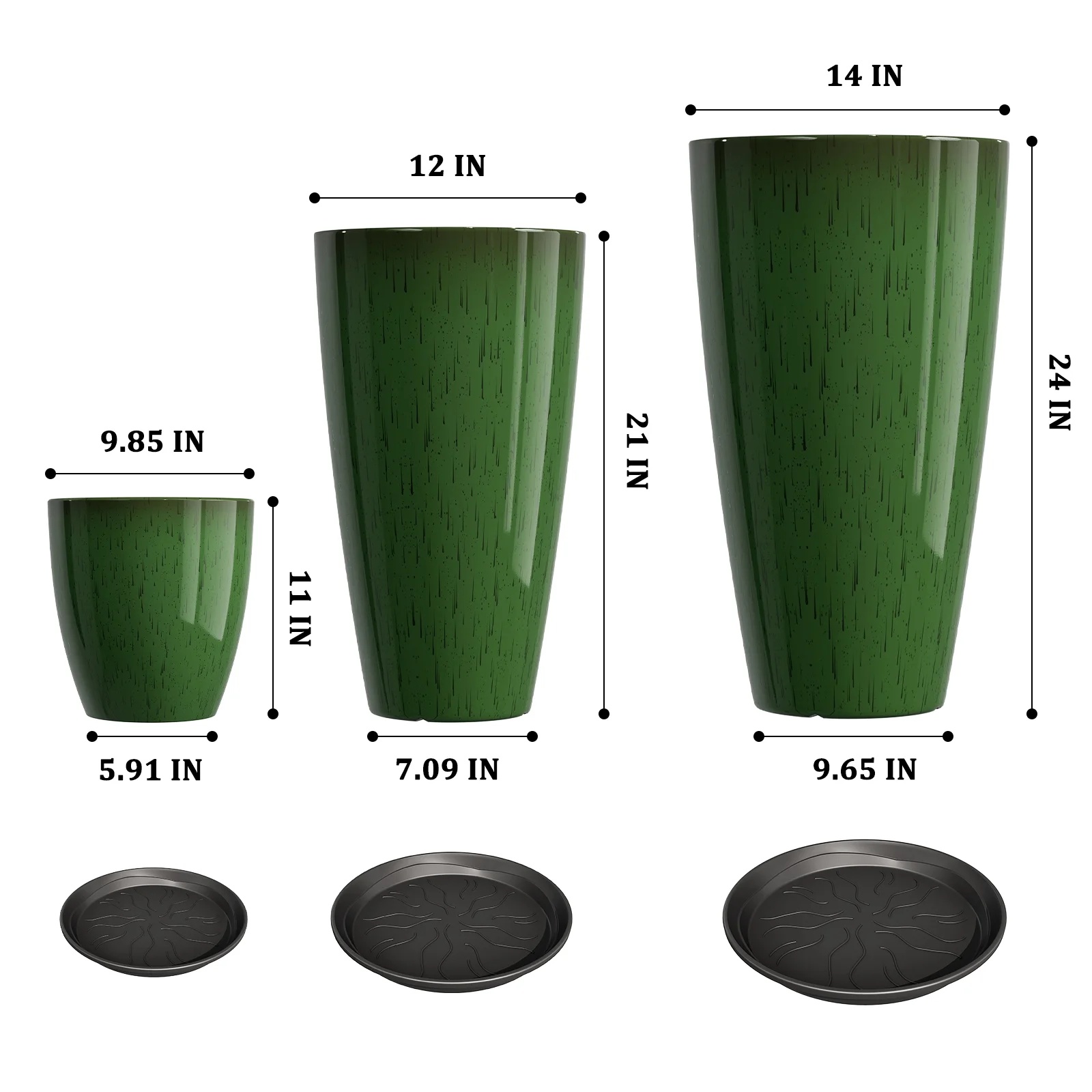 24,21,10 inch Large Planter for Indoor & Outdoor Plants, Set of 3, Sturdy Plant Flower Pots Modern Decor for Front Porch Patio,Blue - Image 8