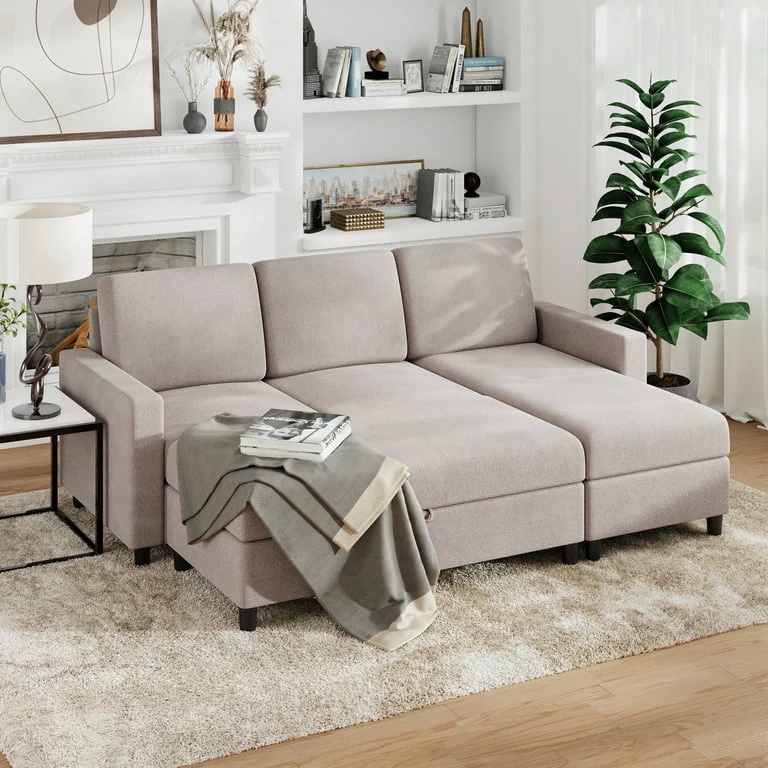 Sobaniilo Soft Couches Set, Convertible Sectional Sofa with Storage Ottoman, Fabric Couches Set for Living Room, Dark Grey - Image 12