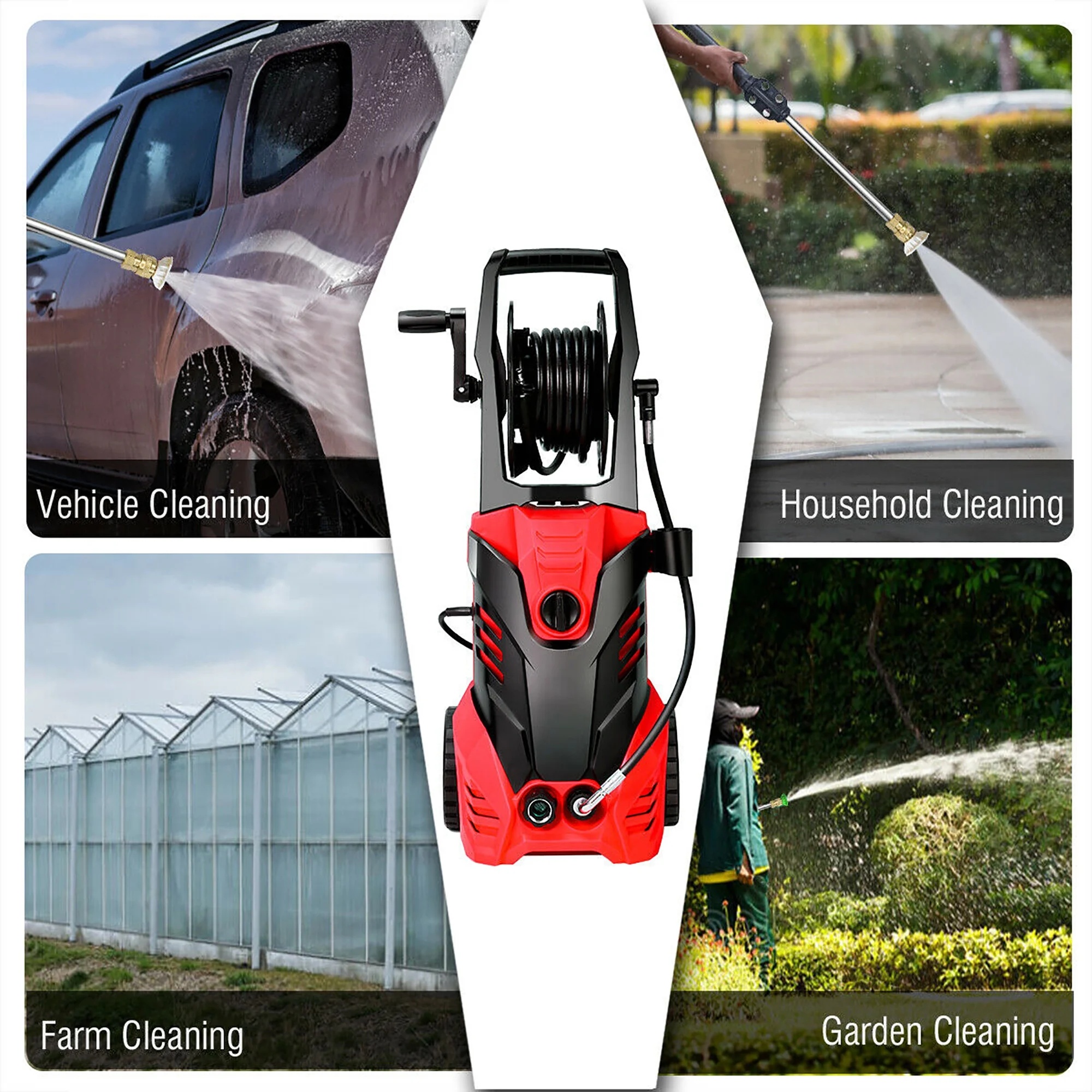 Costway 3000PSI Electric High Pressure Washer Machine 2 GPM 2000W w/ Deck Patio Cleaner Blue - Image 16
