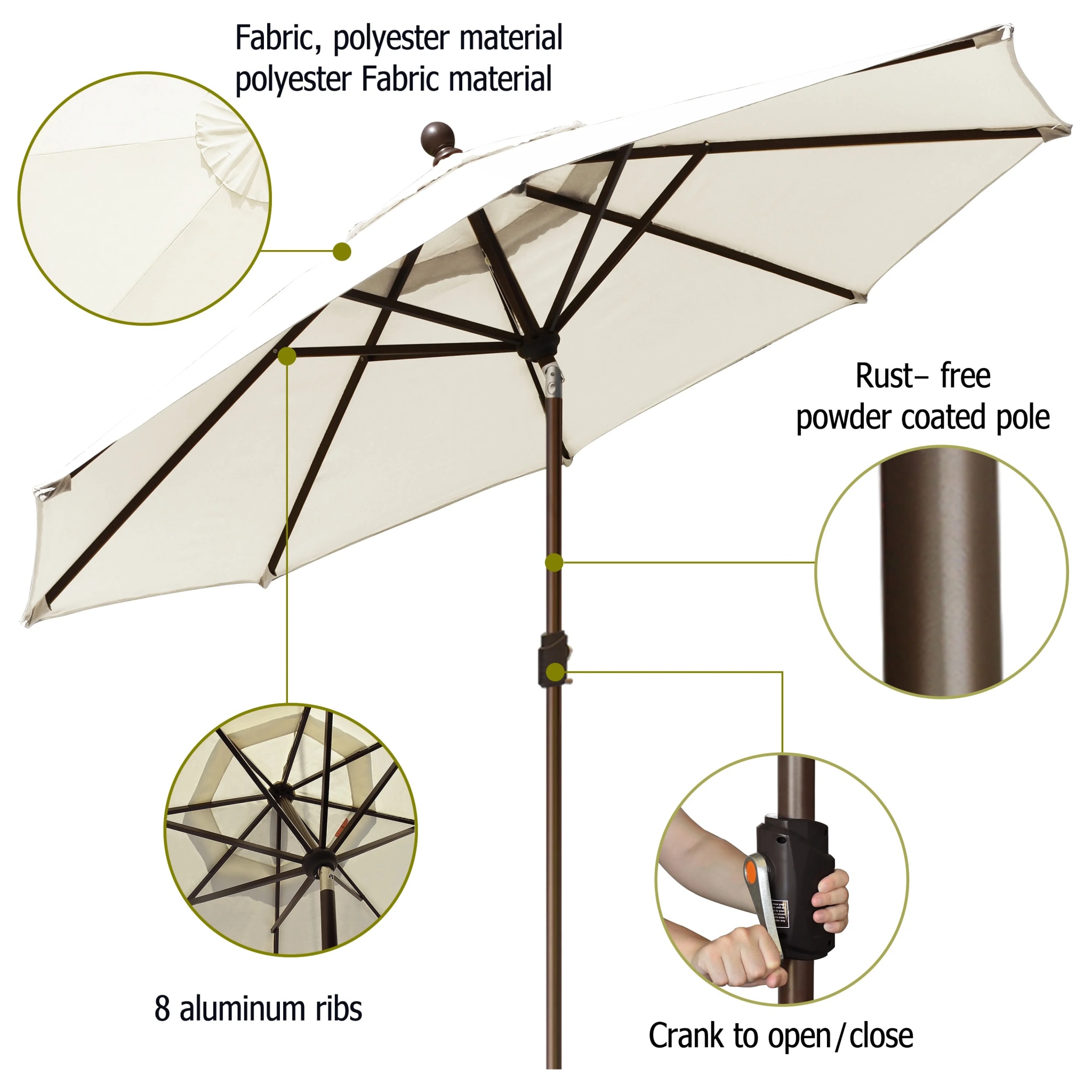 EliteShade 9Ft Market Umbrella Patio Outdoor Table Umbrella-Teal- - Image 39