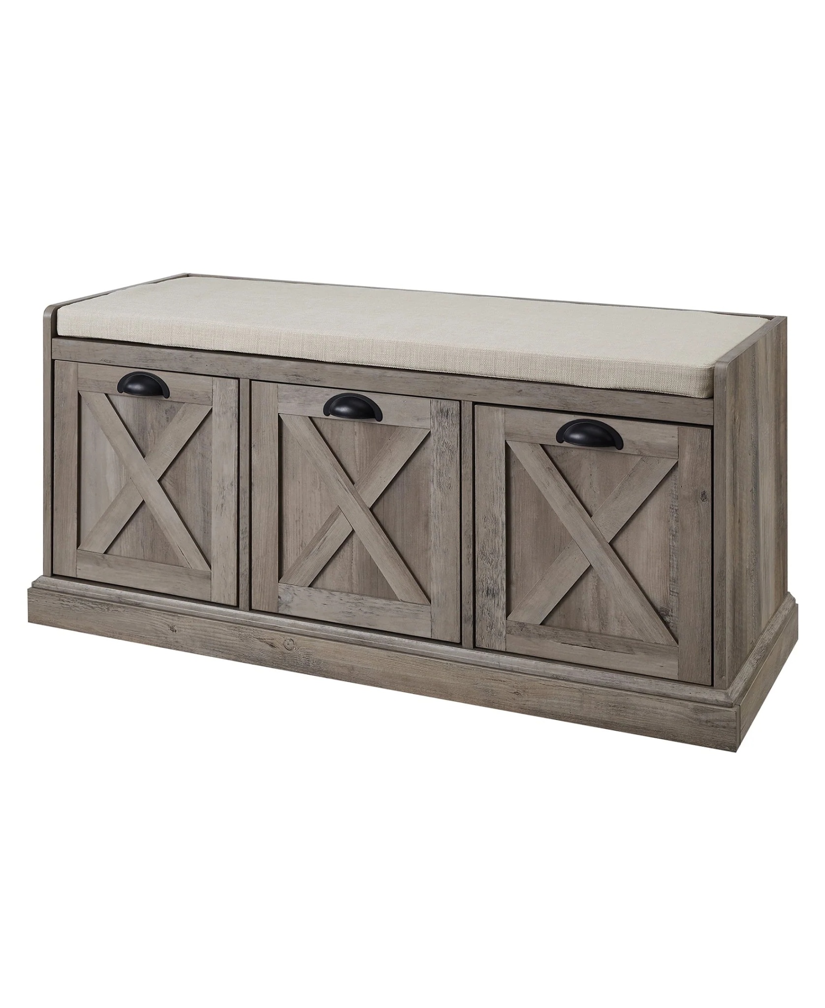 Manor Park Modern Farmhouse 3 Drawer Storage Bench, Grey Wash - Image 8