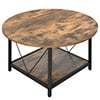 Dextrus Round Coffee Table with Storage, Rustic Living Room Tables with Sturdy Metal Legs, OAK - Image 12